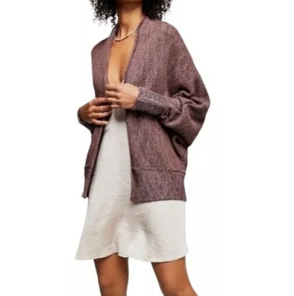 FREE PEOPLE Motions Open Dolman Sleeve Cardigan Sweater Burgundy Womens‎ Size M